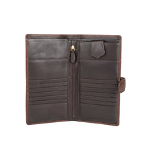 Load image into Gallery viewer, Brown leather passport holder with multiple card slots and a zipper pocket for organized travel.