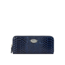 Load image into Gallery viewer, Angara W2 Sb Blue Leather Zip Around Wallet