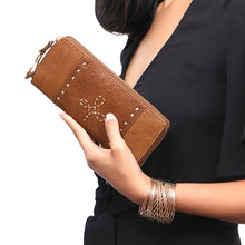 Load image into Gallery viewer, WILD ROSE W1 ZIP AROUND WALLET