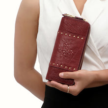 Load image into Gallery viewer, WILD ROSE W2 DOUBLE ZIP AROUND WALLET