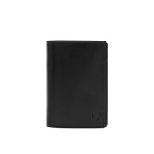 Load image into Gallery viewer, Classic Hidesign men's black bi-fold wallet in premium leather with minimal embossed logo detail.