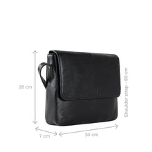 Load image into Gallery viewer, Ee Salvodor 01 Black Leather Messenger Bag