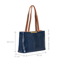 Load image into Gallery viewer, Ee Leo 01 Blue Leather Tote Bag