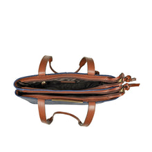 Load image into Gallery viewer, Ee Leo 01 Blue Leather Tote Bag