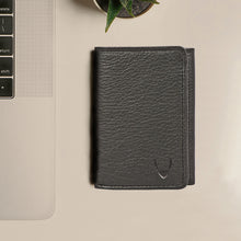 Load image into Gallery viewer, Oshunw3 Black Leather Trifold Wallet