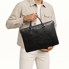 Load image into Gallery viewer, Enzo 02 Black Leather Laptop Bag