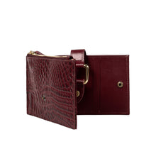 Load image into Gallery viewer, Belutchi W2 Red Leather Top Zip Wallet