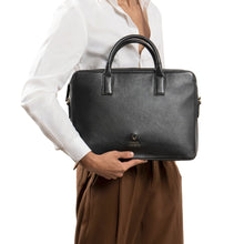Load image into Gallery viewer, Callas 09 Black Leather Laptop Bag