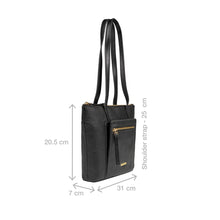 Load image into Gallery viewer, Herminie Black Leather Tote Bag
