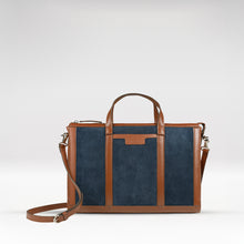 Load image into Gallery viewer, Ninon 01 Blue Leather Messenger Bag
