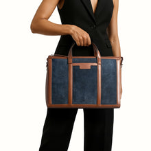 Load image into Gallery viewer, Ninon 01 Blue Leather Messenger Bag