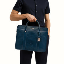 Load image into Gallery viewer, Andover 02 Blue Leather Briefcase