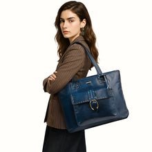 Load image into Gallery viewer, Lowell 02 Blue Leather Tote Bag