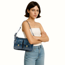 Load image into Gallery viewer, Pyne 02 Blue Leather Shoulder Bag