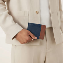 Load image into Gallery viewer, Andover W2 Blue Leather Trifold Wallet