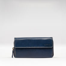 Load image into Gallery viewer, Andover W4 Blue Leather Double Zip Around Wallet
