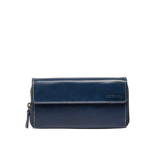 Load image into Gallery viewer, Andover W4 Blue Leather Double Zip Around Wallet