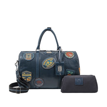 Load image into Gallery viewer, Okavango 02 Blue Leather Duffle Bag