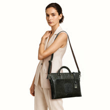 Load image into Gallery viewer, Carnegie 01 Green Leather Laptop Bag