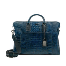 Load image into Gallery viewer, Carnegie 02 Blue Leather Laptop Bag