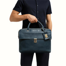 Load image into Gallery viewer, Bonaparte 02 Blue Leather Briefcase