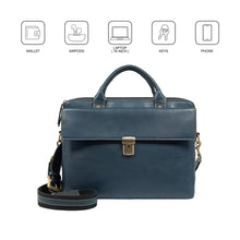 Load image into Gallery viewer, Bonaparte 02 Blue Leather Briefcase