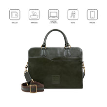 Load image into Gallery viewer, Vendome 01 Green Leather Briefcase