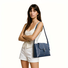 Load image into Gallery viewer, Hydor 01 Blue Leather Shoulder Bag