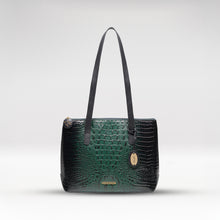 Load image into Gallery viewer, Galaxy 01 Green Leather Tote Bag