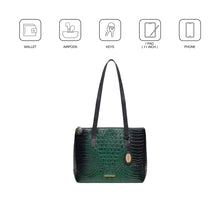 Load image into Gallery viewer, Galaxy 01 Green Leather Tote Bag