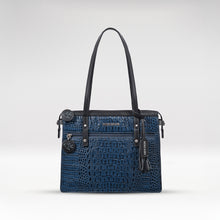 Load image into Gallery viewer, Galaxy 02 Blue Leather Tote Bag