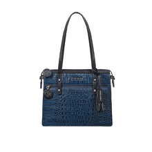 Load image into Gallery viewer, Galaxy 02 Blue Leather Tote Bag