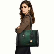 Load image into Gallery viewer, Galaxy 03 Green Leather Tote Bag