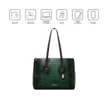 Load image into Gallery viewer, Galaxy 03 Green Leather Tote Bag