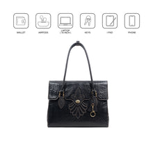 Load image into Gallery viewer, Comtesse 02 Black Leather Tote Bag