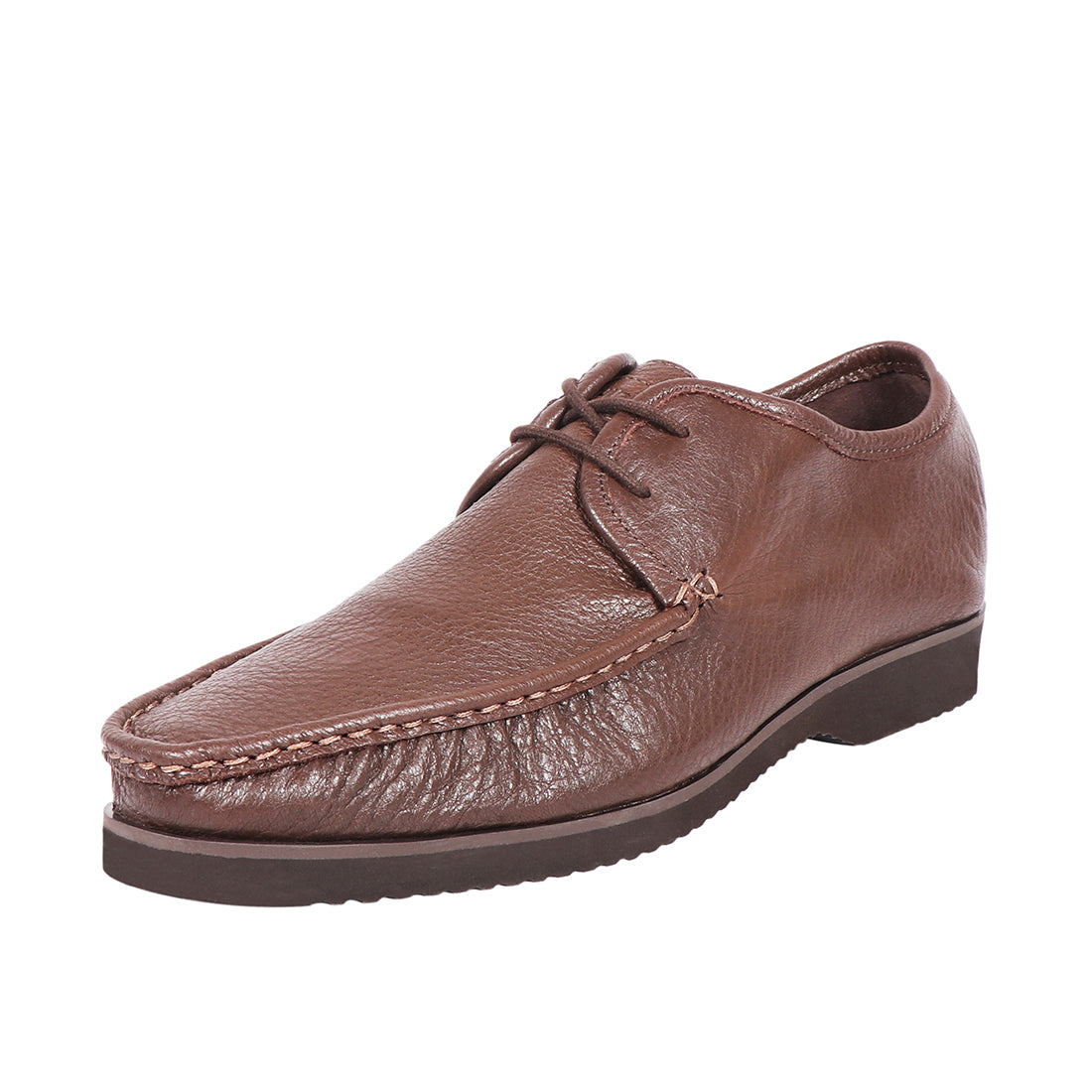 Men’s Borba Lace-Up Shoes in Brown Leather with Handcrafted Effect