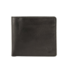 Load image into Gallery viewer, A sleek black bi-fold wallet for men featuring a subtle debossed logo on the front, from Hidesign.