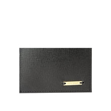 Load image into Gallery viewer, A black textured men's bi-manhattan fold wallet with a horizontal gold Hidesign logo plate in front.