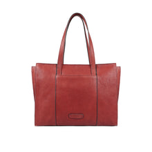 Load image into Gallery viewer, Back view of Marsala red leather tote bag for women with double handles and clean stitched design.