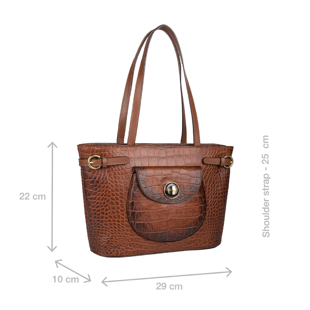 Buy Tan Croco 03 Tote Bag Online Hidesign - Main Image