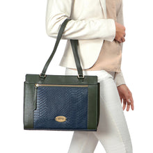 Load image into Gallery viewer, Libra 02 Sb Blue Leather Tote Bag
