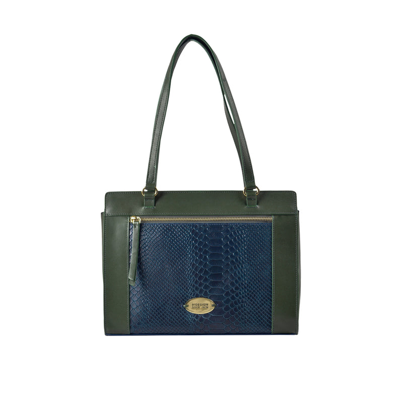 Libra 02 Sb Blue Leather Tote Bag