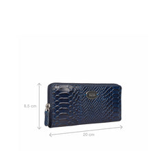 Load image into Gallery viewer, Angara W2 Sb Blue Leather Zip Around Wallet
