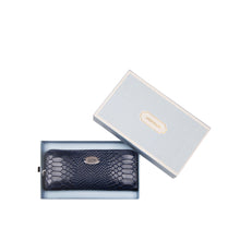 Load image into Gallery viewer, Angara W2 Sb Blue Leather Zip Around Wallet
