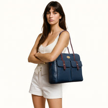 Load image into Gallery viewer, Ee London 01 Blue Leather Tote Bag
