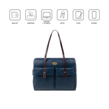 Load image into Gallery viewer, Ee London 01 Blue Leather Tote Bag
