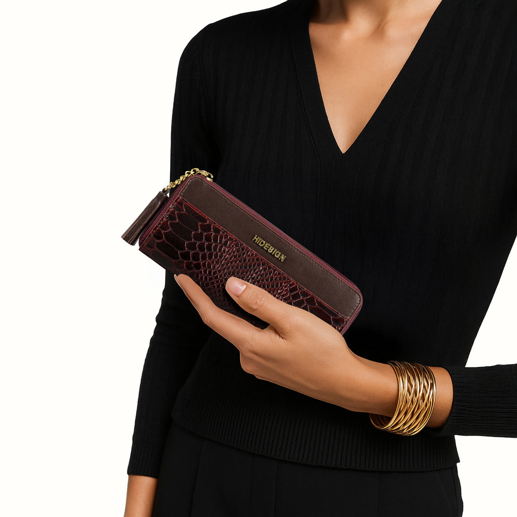 Buy Marsala Ee Morocco W1 Rf Zip Around Wallet Online - Hidesign