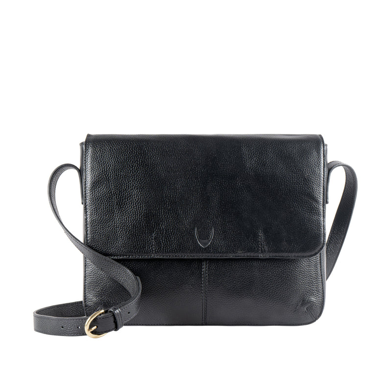 Ee Salvodor 01 Black Leather  Messenger Bag