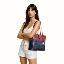 Load image into Gallery viewer, Ee Molokini 05 Blue Leather Tote Bag
