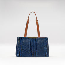 Load image into Gallery viewer, Ee Leo 01 Blue Leather Tote Bag
